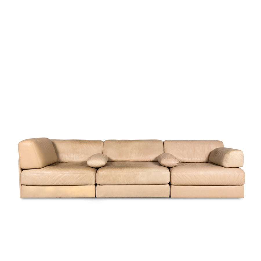 de Sede DS 76 Leder Sofa Beige Viersitzer Schlafsofa Couch #9726