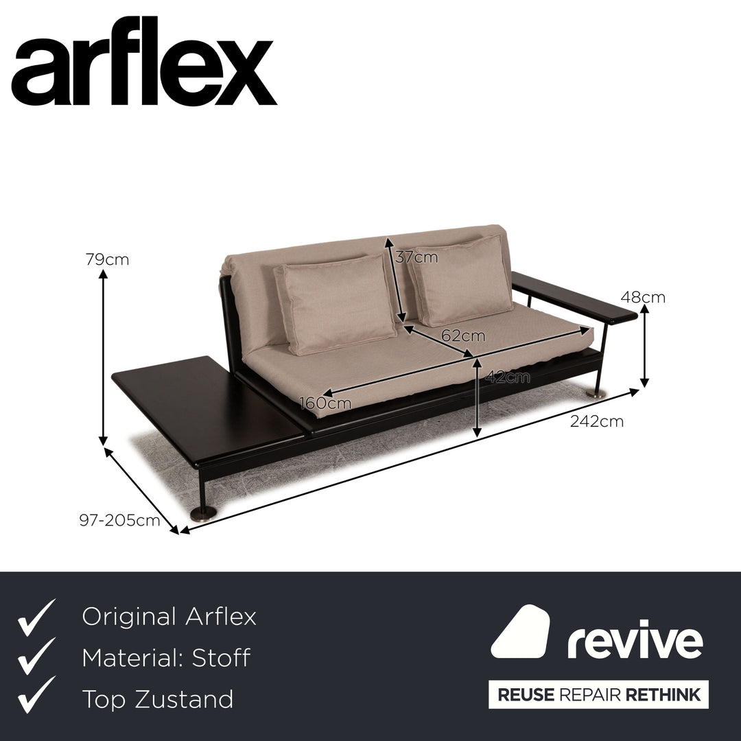 Arflex Pepper Stoff Dreisitzer Beige Sofa Schwarz Couch Funktion Neubezug