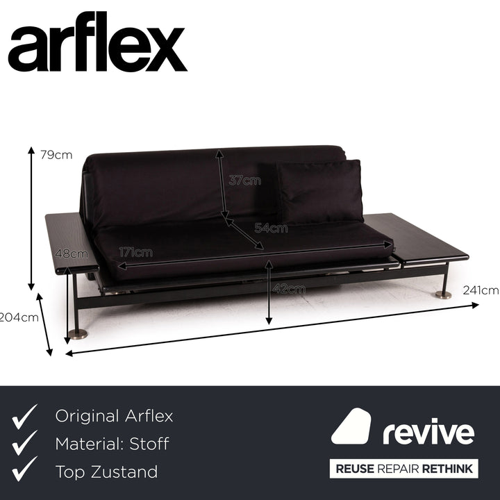 Arflex Pepper Stoff Schlafsofa Schwarz Dreisitzer Sofa Couch