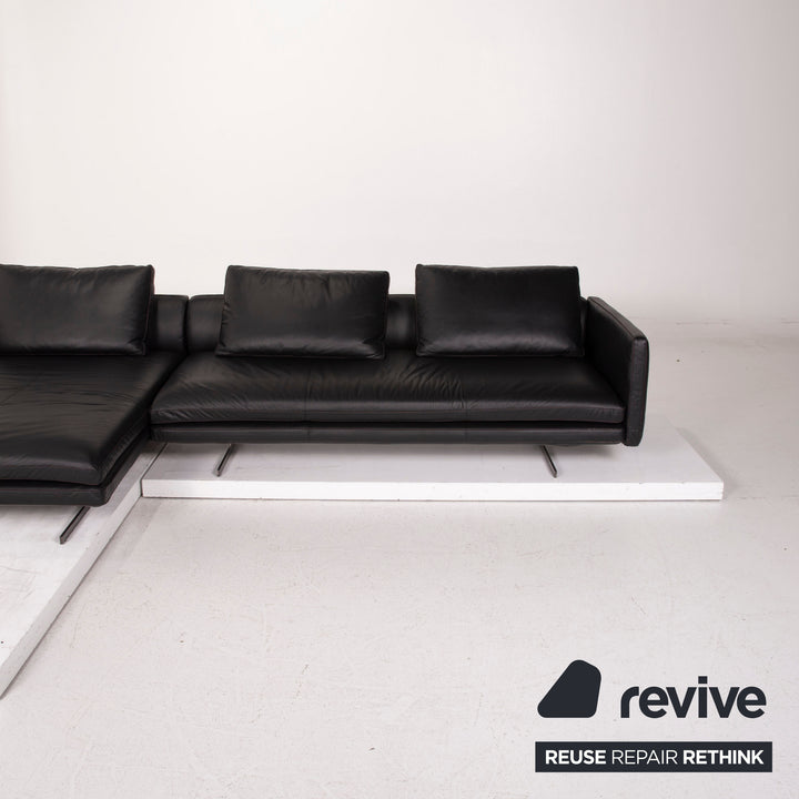 Arketipo Moss Leather Sofa Black Corner Sofa #15025