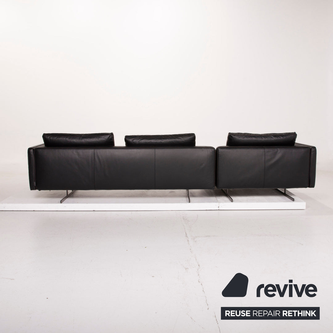 Arketipo Moss Leather Sofa Black Corner Sofa #15025