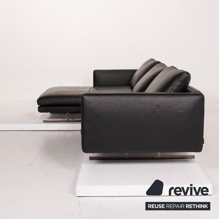 Arketipo Moss Leather Sofa Black Corner Sofa #15025