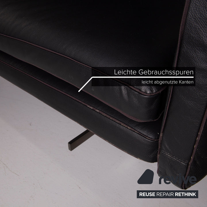 Arketipo Moss Leather Sofa Black Corner Sofa #15025