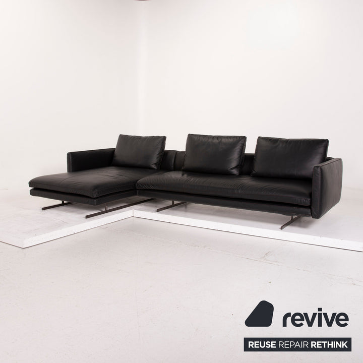 Arketipo Moss Leather Sofa Black Corner Sofa #15025