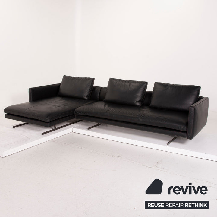 Arketipo Moss Leather Sofa Black Corner Sofa #15025