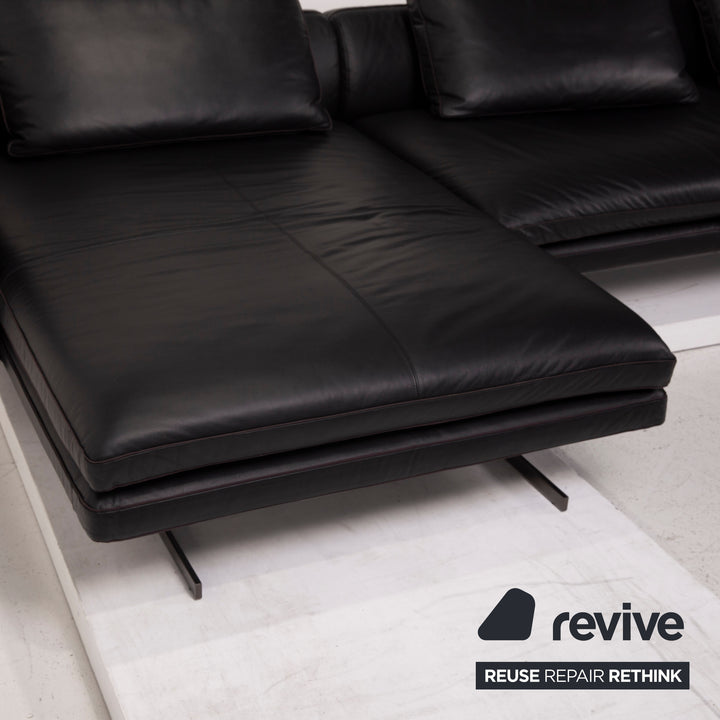 Arketipo Moss Leather Sofa Black Corner Sofa #15025