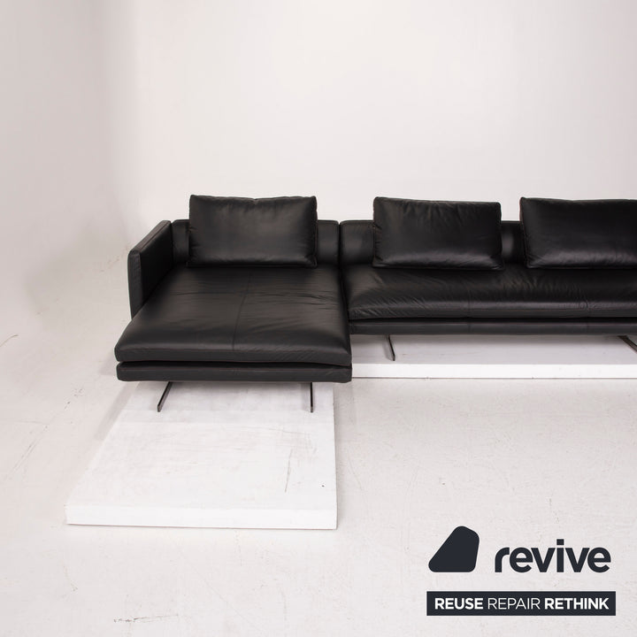 Arketipo Moss Leather Sofa Black Corner Sofa #15025