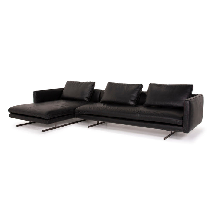 Arketipo Moss Leather Sofa Black Corner Sofa #15025