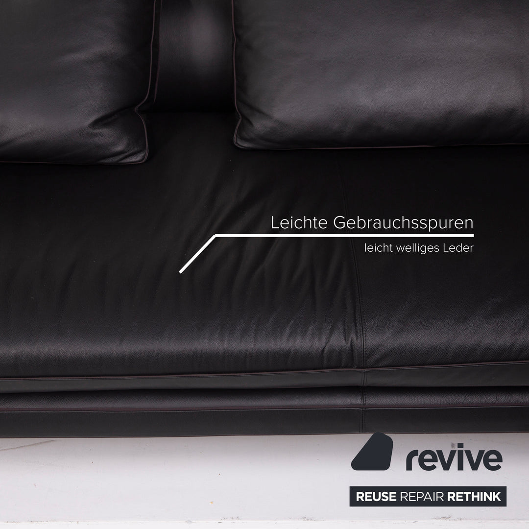 Arketipo Moss Leather Sofa Black Corner Sofa #15025