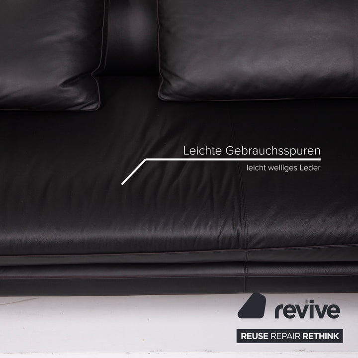 Arketipo Moss Leather Sofa Black Corner Sofa #15025