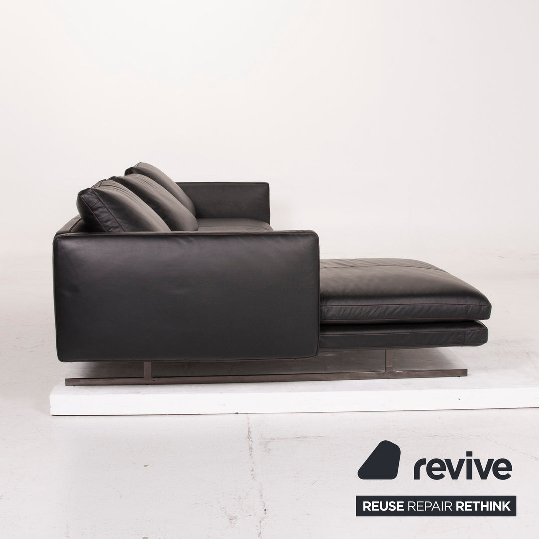Arketipo Moss Leather Sofa Black Corner Sofa #15025