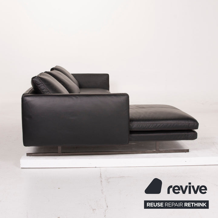 Arketipo Moss Leather Sofa Black Corner Sofa #15025