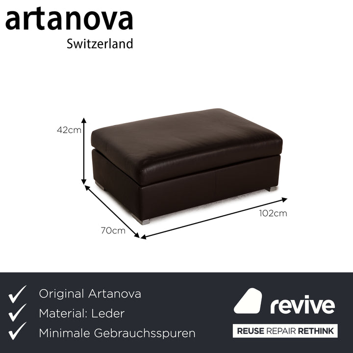 Artanova Leather Stool Dark Brown