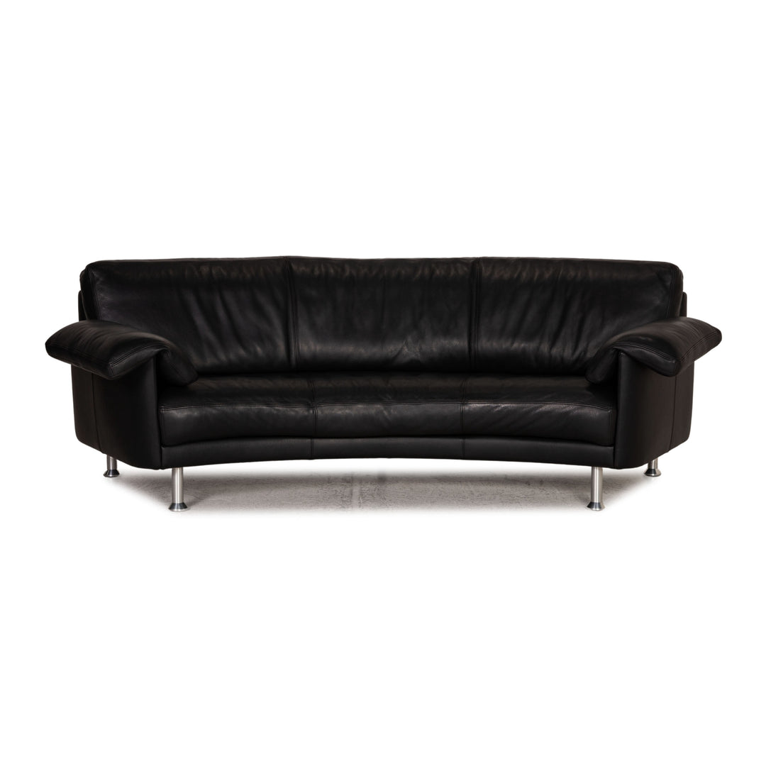 Artanova Leder Sofa Schwarz Dreisitzer Couch