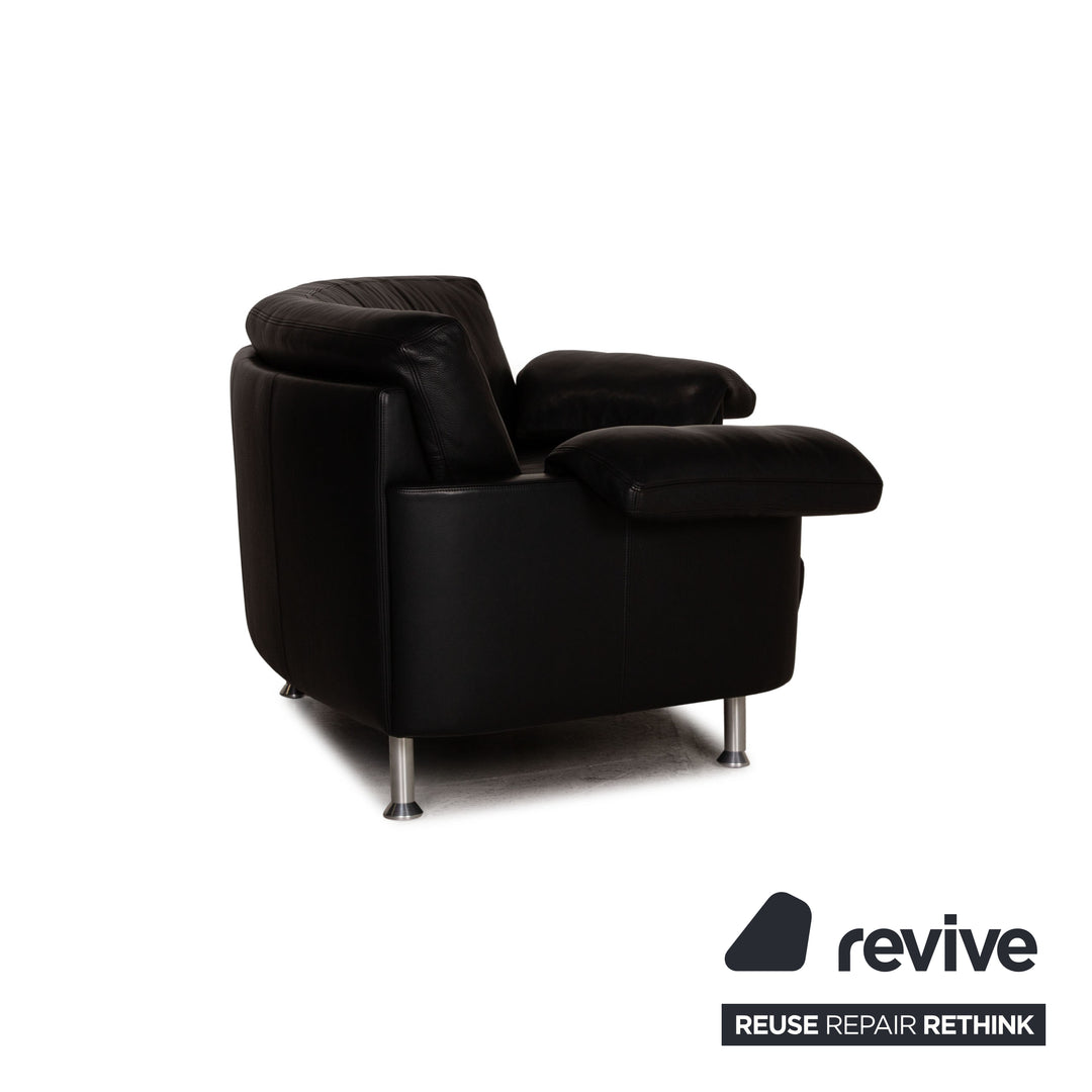 Artanova Leather Sofa Black Three Seater Couch