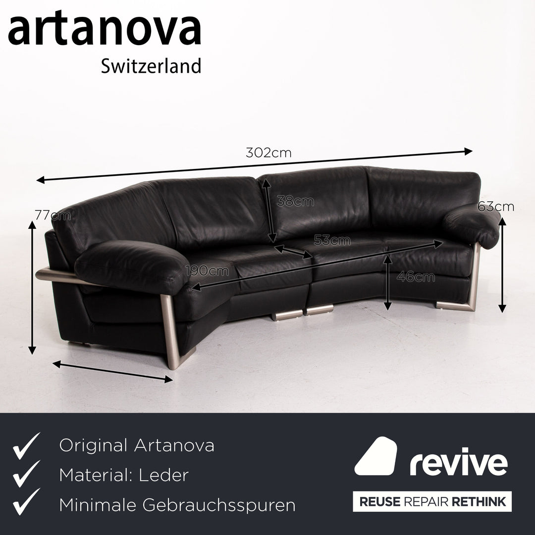 Artanova Medea Leder Ecksofa Schwarz Sofa Couch Michael C. Brandis #14078
