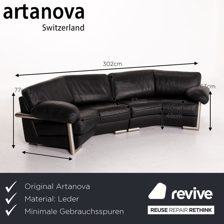 Artanova Medea Leder Ecksofa Schwarz Sofa Couch Michael C. Brandis #14078