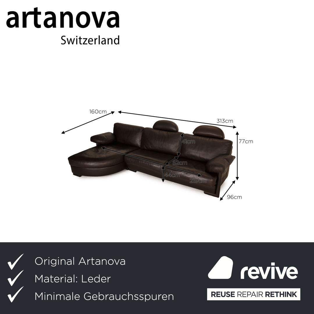 Artanova Medea Leder Sofa Dunkelbraun Ecksofa Couch