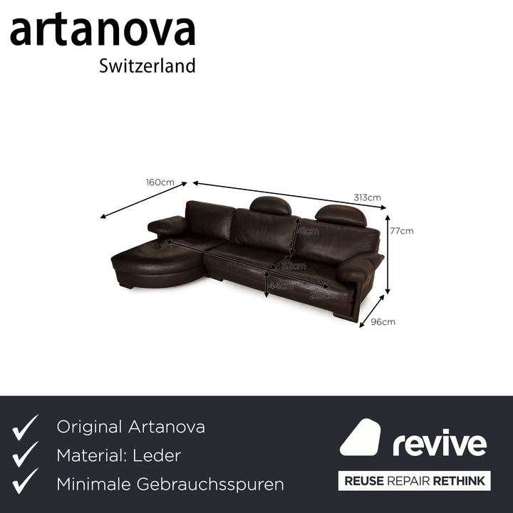 Artanova Medea Leder Sofa Dunkelbraun Ecksofa Couch