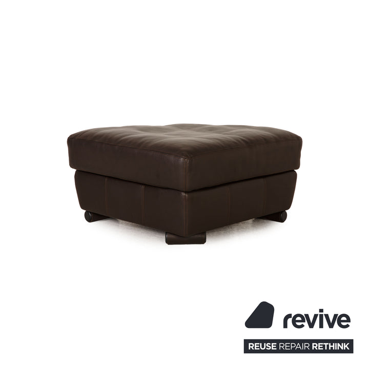 Artanova Medea Leder Sofa Garnitur Dunkelbraun Ecksofa Hocker