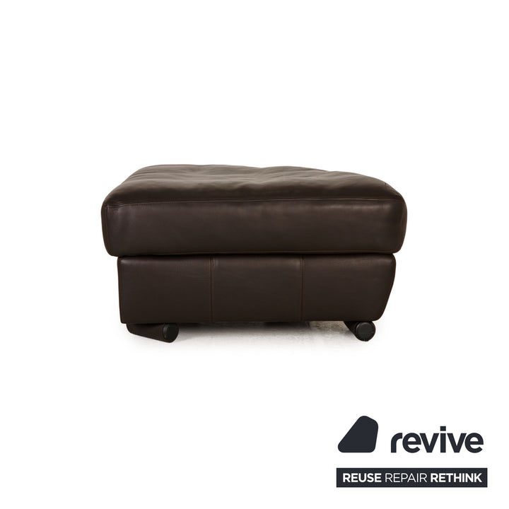 Artanova Medea Leder Sofa Garnitur Dunkelbraun Ecksofa Hocker