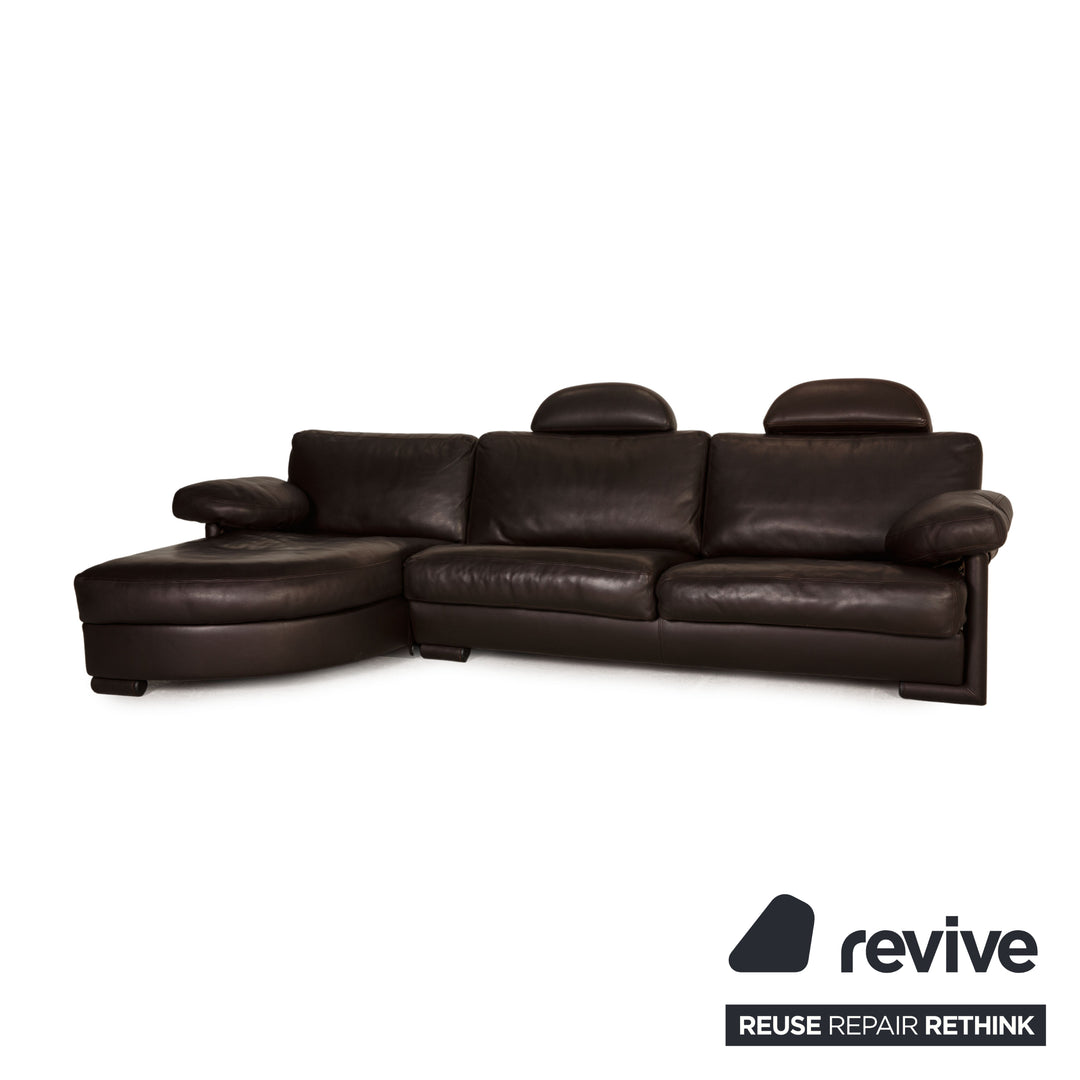 Artanova Medea Leder Sofa Garnitur Dunkelbraun Ecksofa Hocker