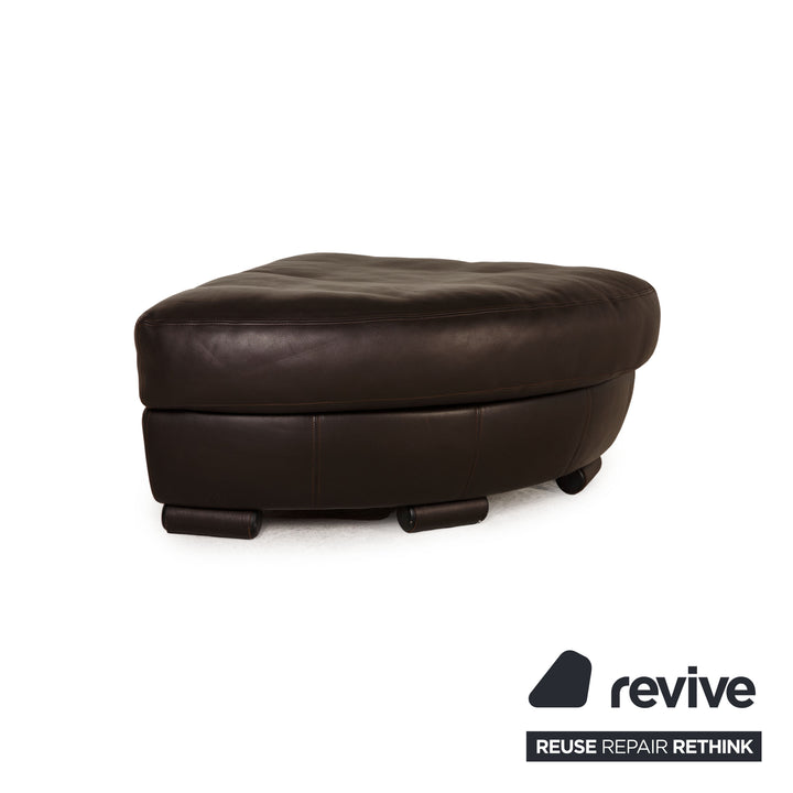 Artanova Medea Leder Sofa Garnitur Dunkelbraun Ecksofa Hocker