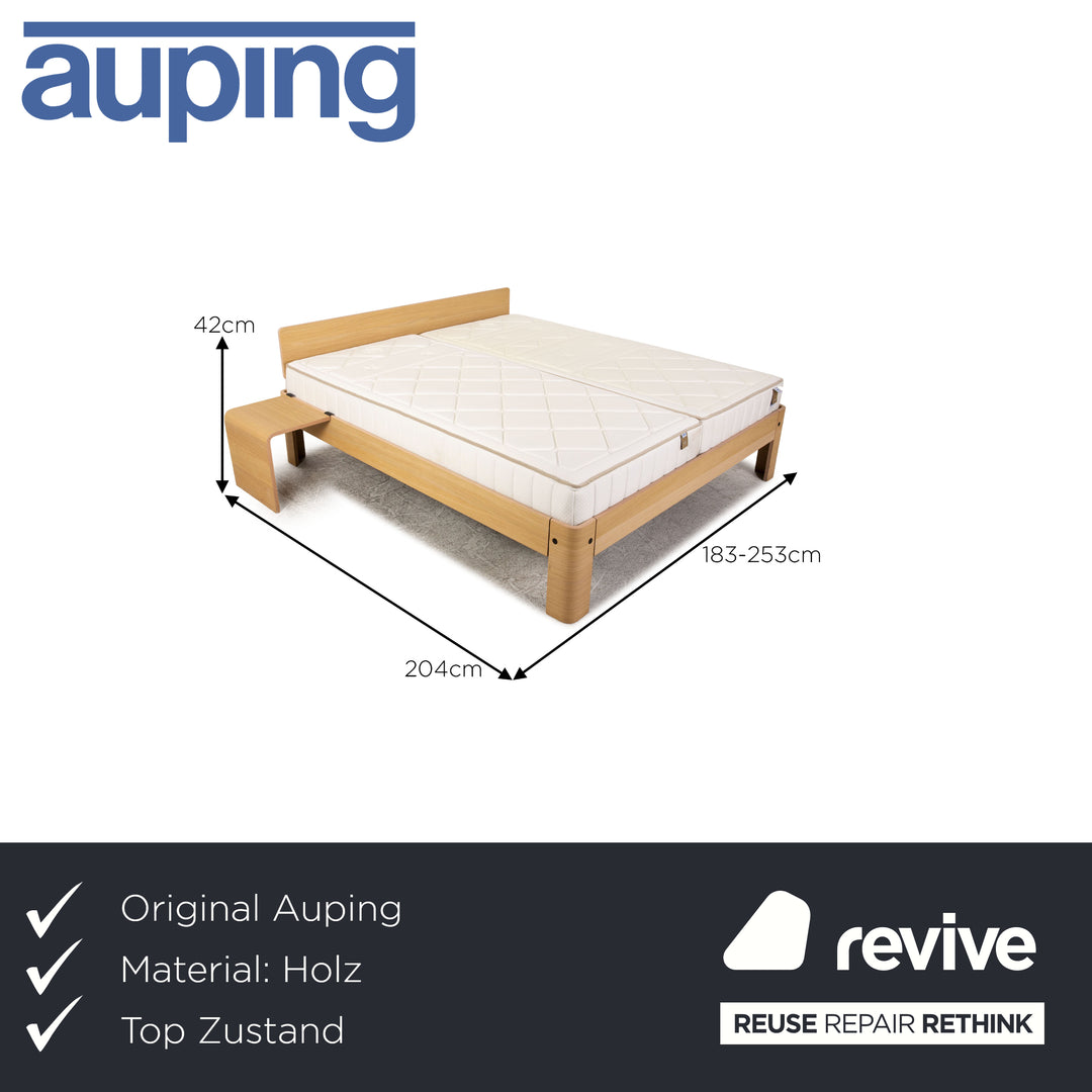 Lit Auping Auronde 180x200 bois marron lit double tables de chevet avec matelas Vivo