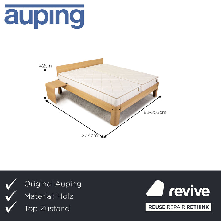 Lit Auping Auronde 180x200 bois marron lit double tables de chevet avec matelas Vivo