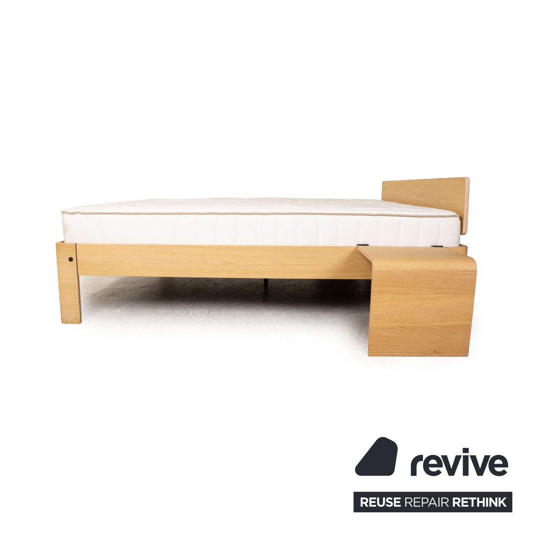 Lit Auping Auronde 180x200 bois marron lit double tables de chevet avec matelas Vivo