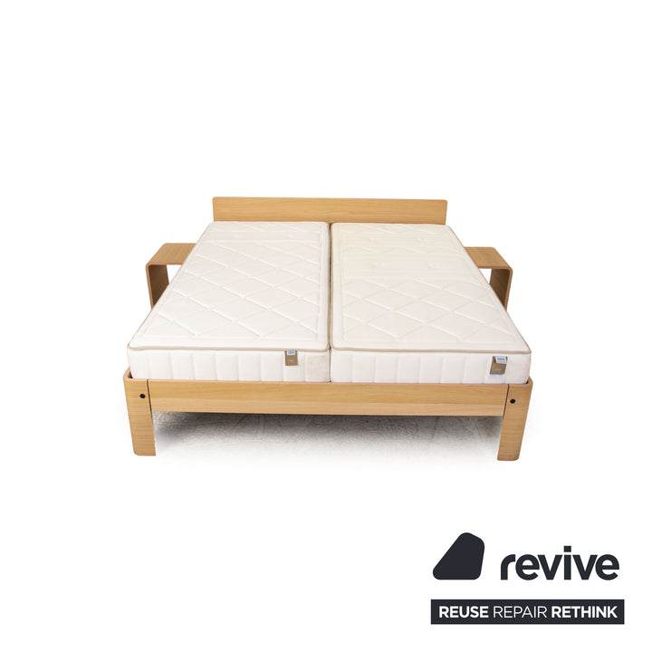 Lit Auping Auronde 180x200 bois marron lit double tables de chevet avec matelas Vivo