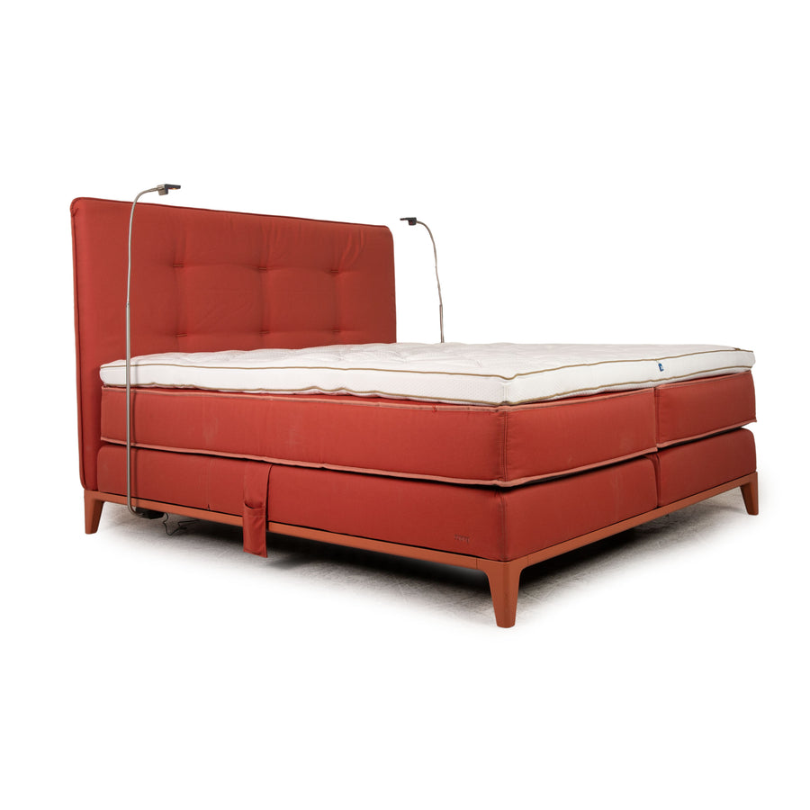Lit à sommier tapissier Auping Criade 180x200 tissu orange fonction électrique lit double