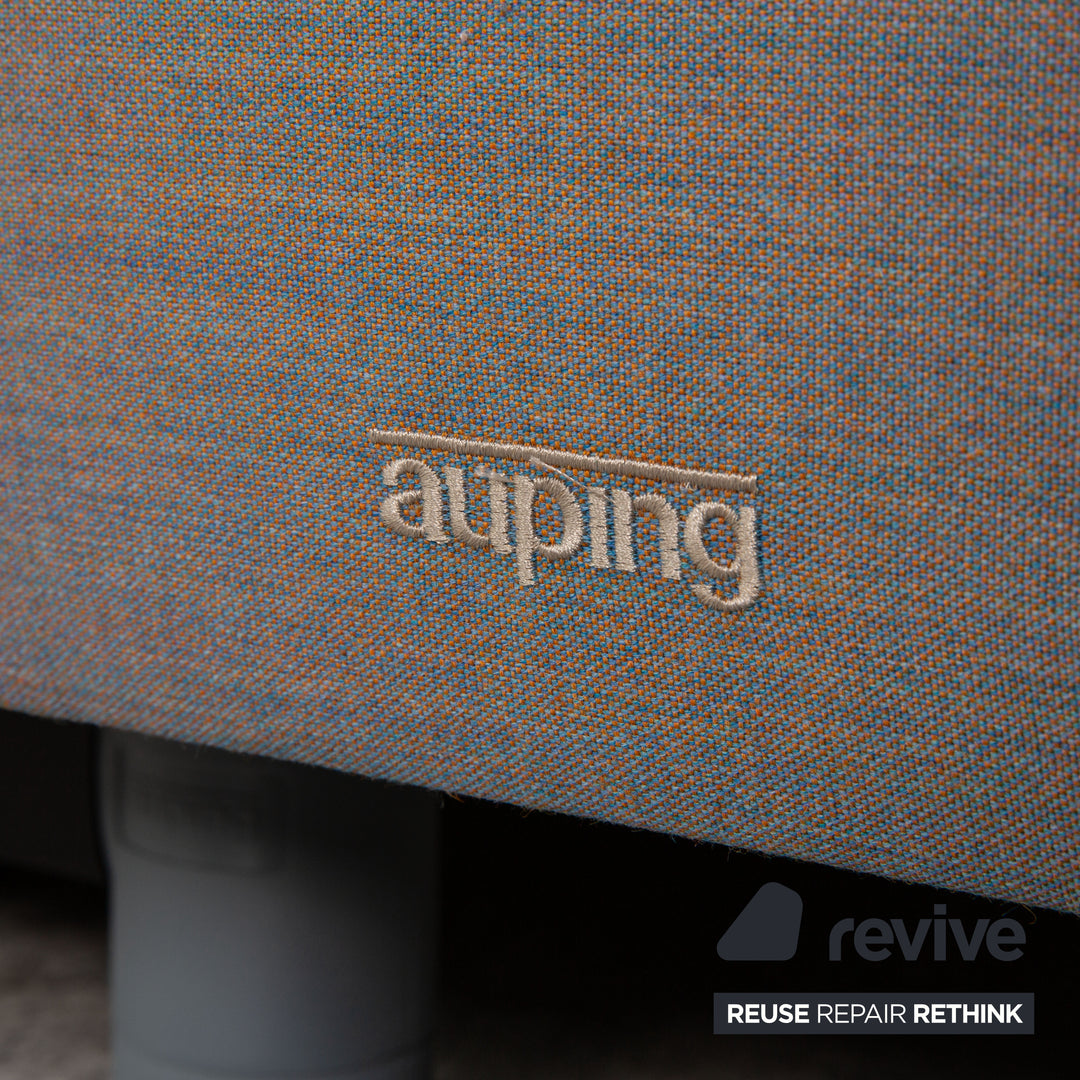 Lit à sommier tapissier Auping Kiruna 200x220 tissu gris bleu lit double avec support pour tablette