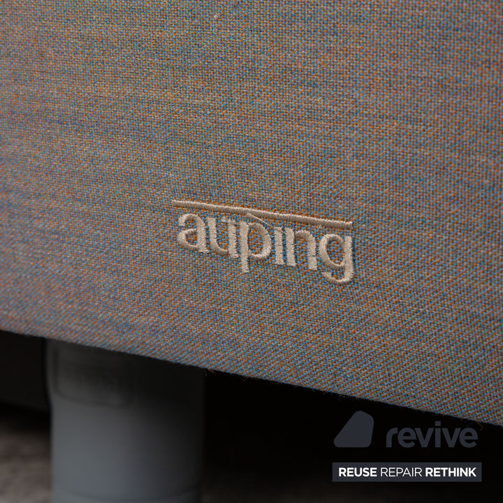 Lit à sommier tapissier Auping Kiruna 200x220 tissu gris bleu lit double avec support pour tablette