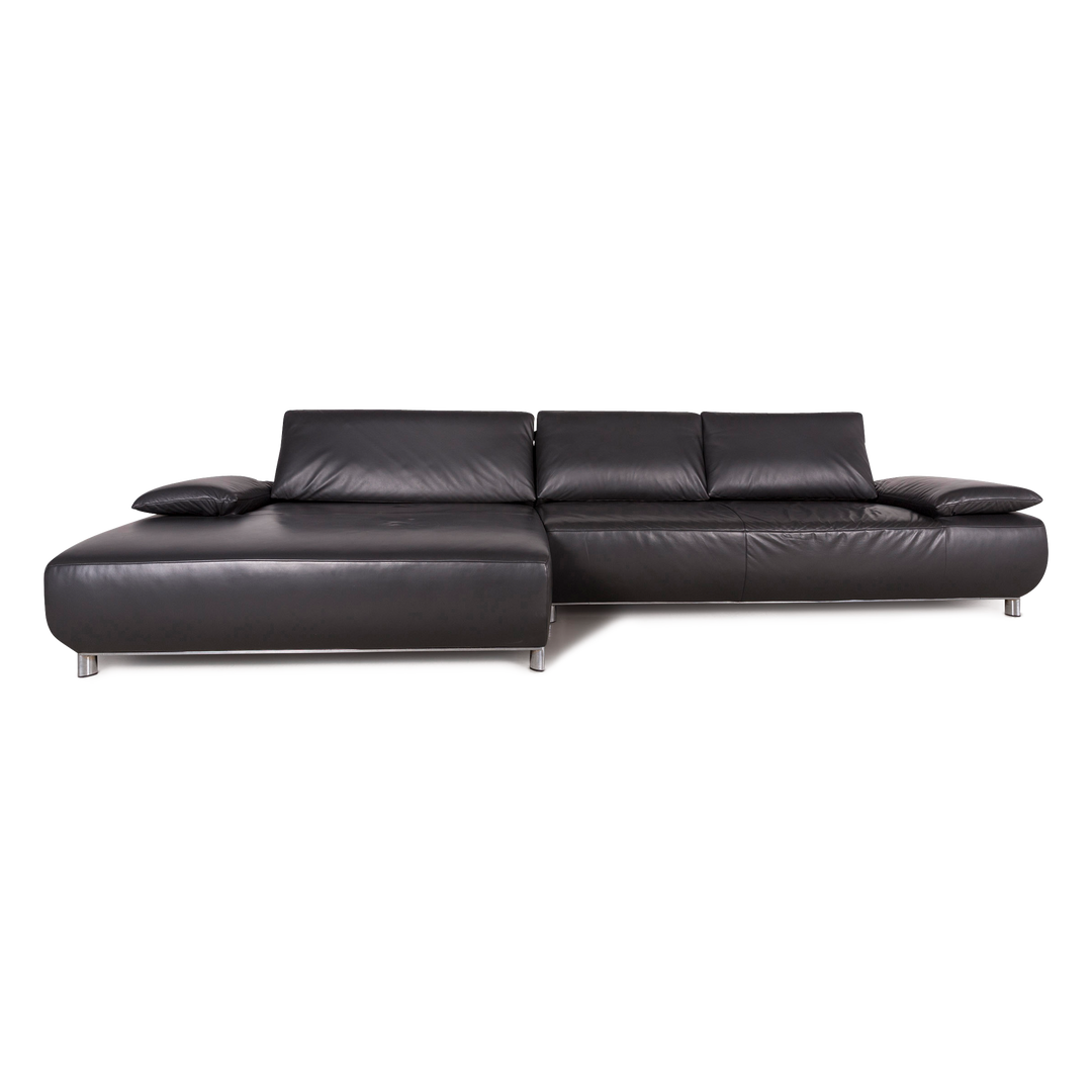 Koinor Volare designer leather sofa anthracite corner sofa real leather couch #8172