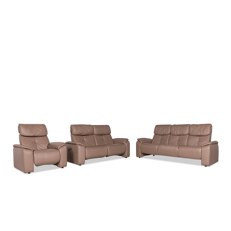 Himolla Designer Leder Sofa Garnitur Beige 1x Dreisitzer 1x Zweisitzer 1x Sessel 