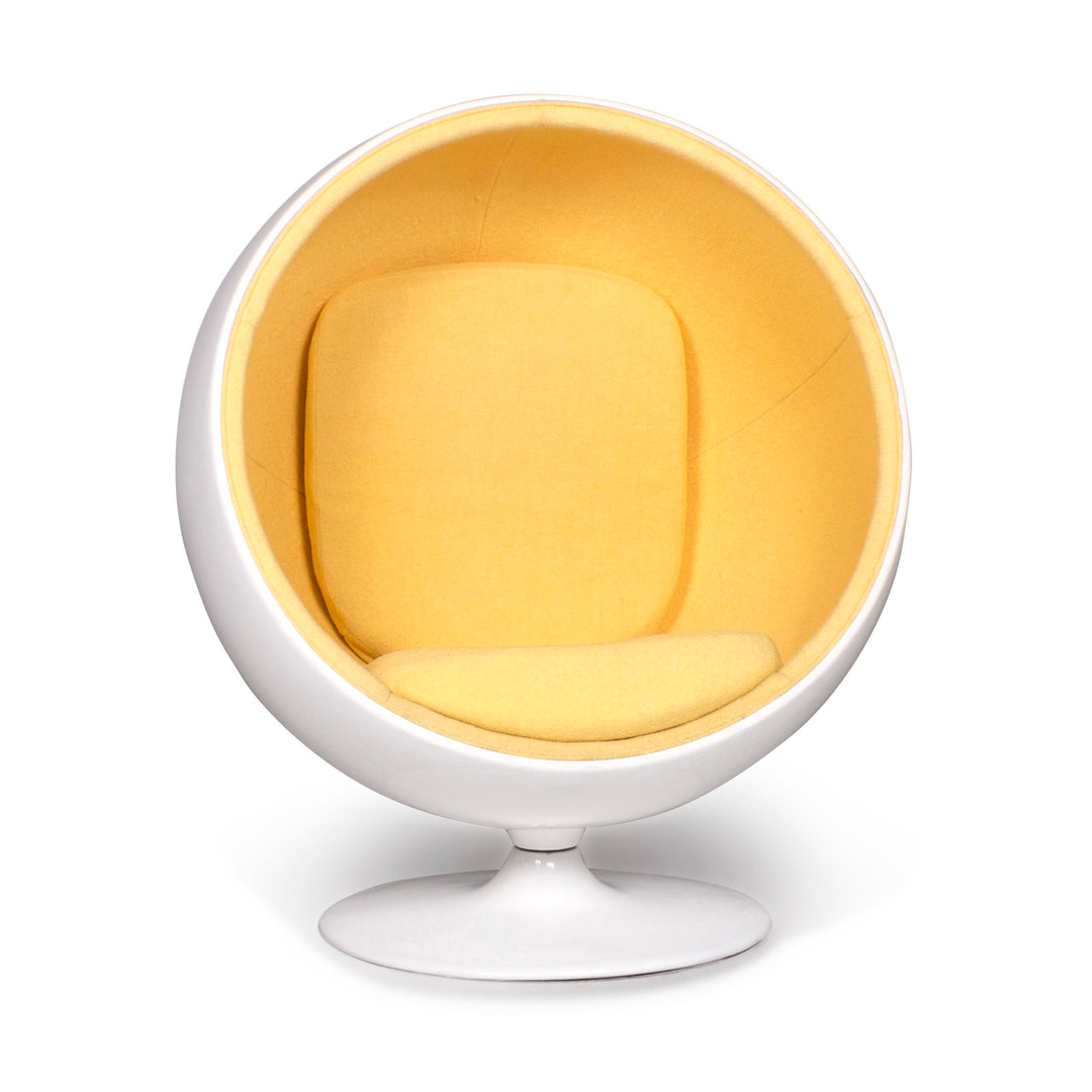 Adelta Ball Chair Designer Stoff Sessel Weiß Gelb Eero Aarnio #9488