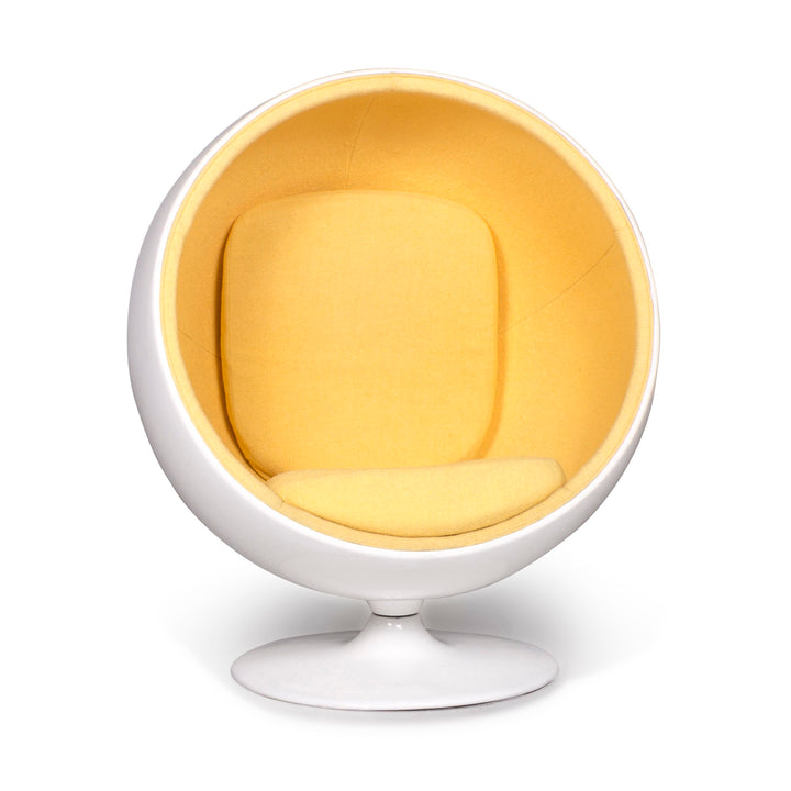 Adelta Ball Chair Designer Stoff Sessel Weiß Gelb Eero Aarnio #9488