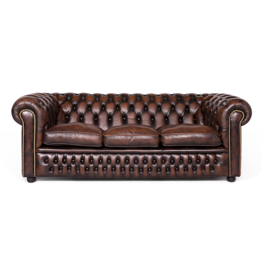 Chesterfield Designer Leder Sofa Braun Dreisitzer Couch #8426