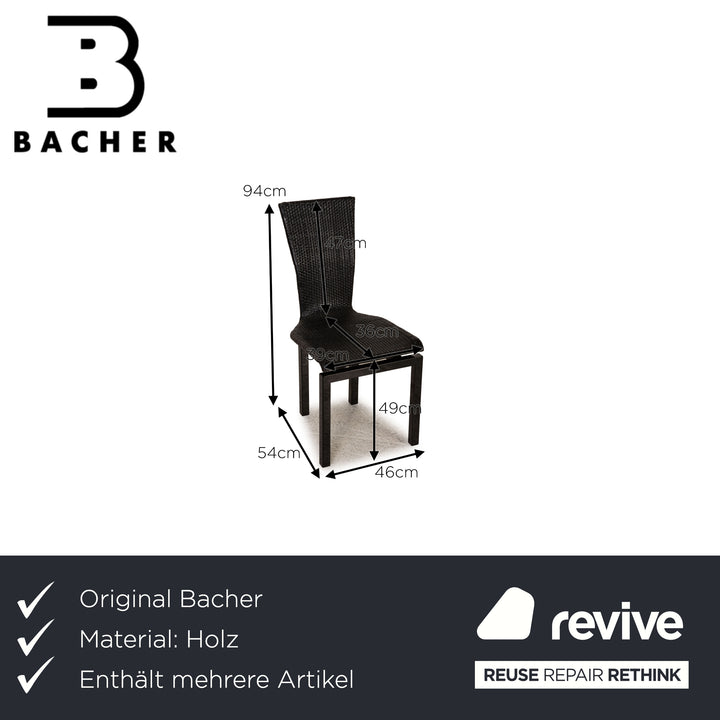 Bacher Jimmy Holz Stuhl Garnitur Schwarz 4xStuhl