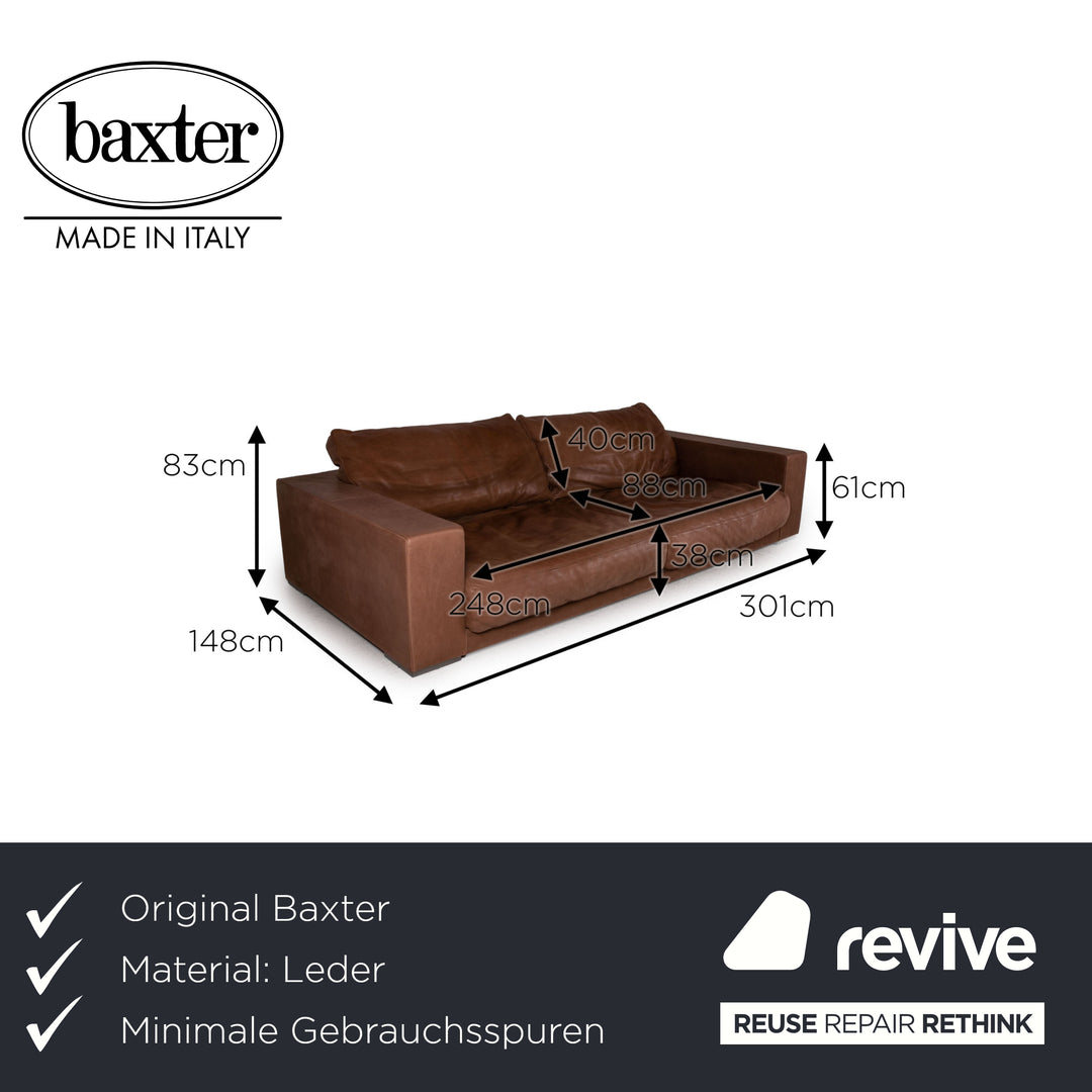 Baxter Budapest Leder Sofa Braun Viersitzer Couch