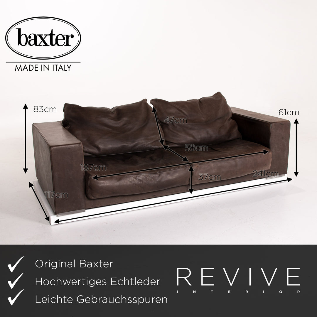 Baxter Budapest Leder Sofa Braun Dreisitzer Couch 14016