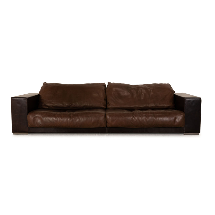 Baxter Budapest Leather Four Seater Brown Sofa Couch