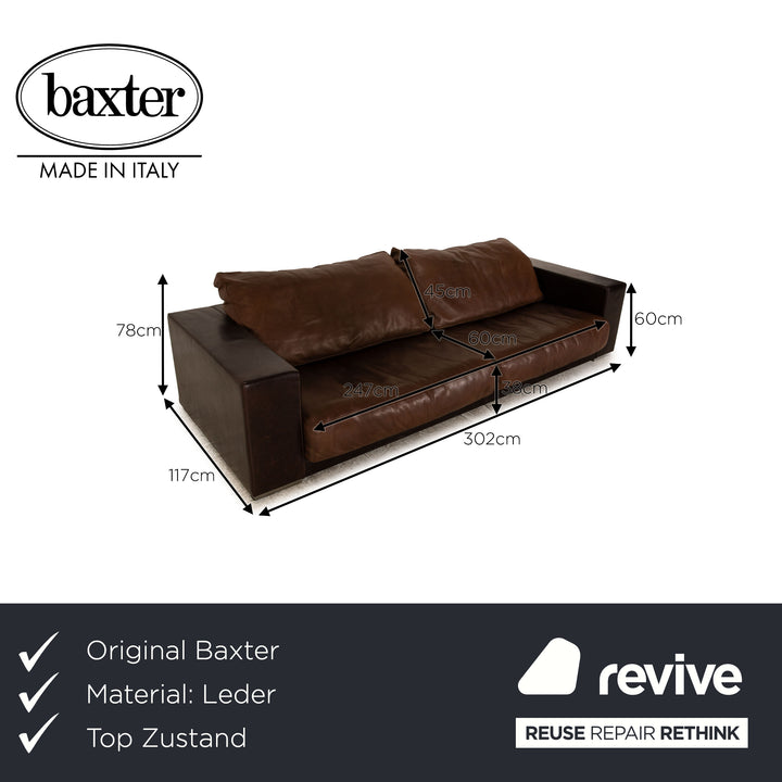 Baxter Budapest Leder Viersitzer Braun Sofa Couch