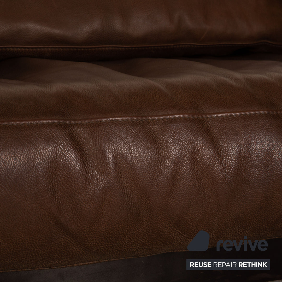 Baxter Budapest Leather Four Seater Brown Sofa Couch