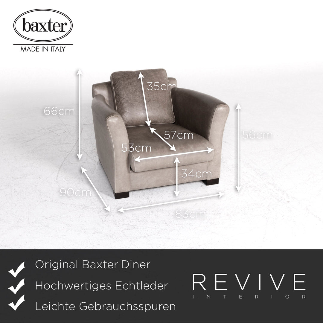 Baxter Budapest Diner Designer Leder Sofa Garnitur Grau Dreisitzer Sessel #8955