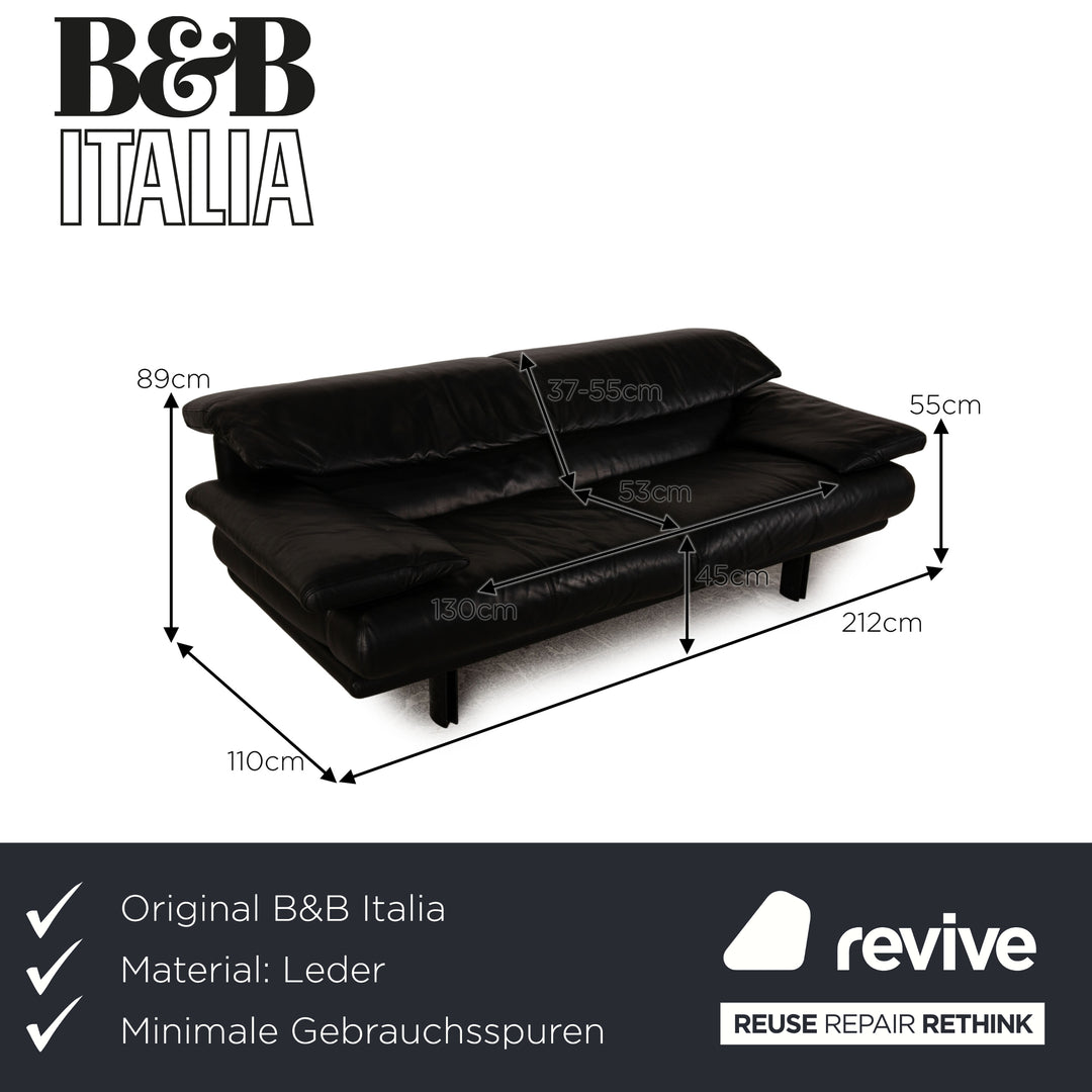 B&amp;B Italia Alanda Canapé trois places en cuir noir