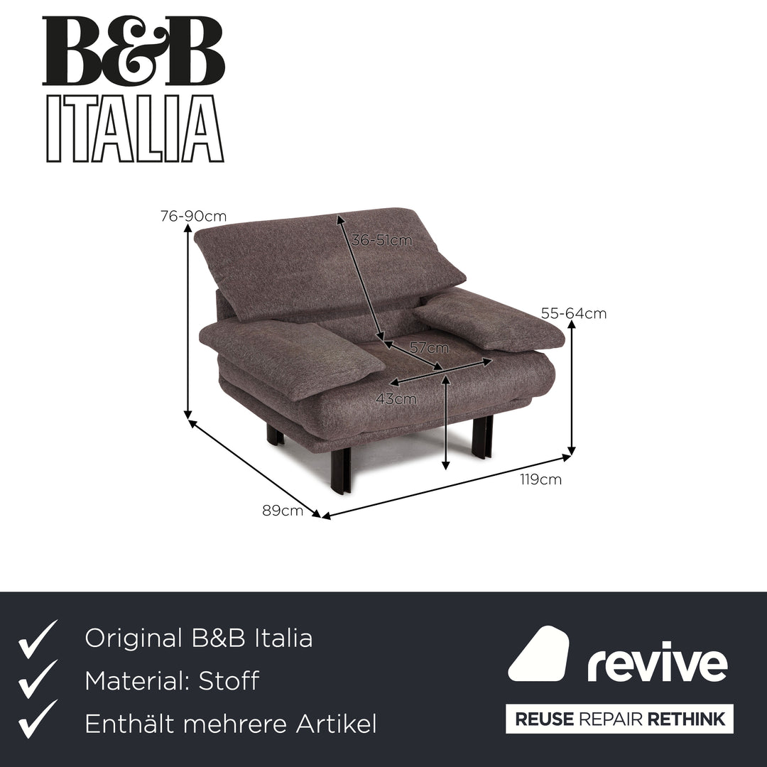 B&B Italia Alanda Stoff Sofa Garnitur Grau  Zweisitzer Sessel Tisch Funktion
