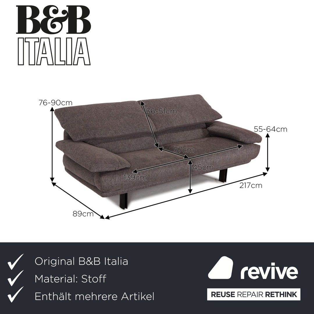 B&B Italia Alanda Stoff Sofa Garnitur Grau  Zweisitzer Sessel Tisch Funktion