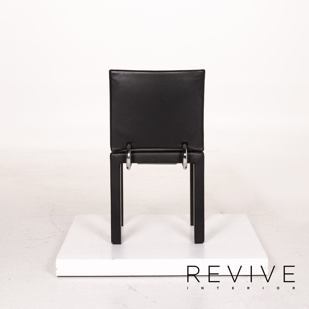 B&amp;B Italia Arcadia ensemble de chaises en cuir noir 2x fauteuils #15031